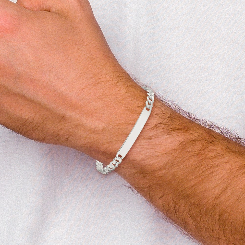 Sterling Silver Curb Link ID Bracelet 7.5 inches