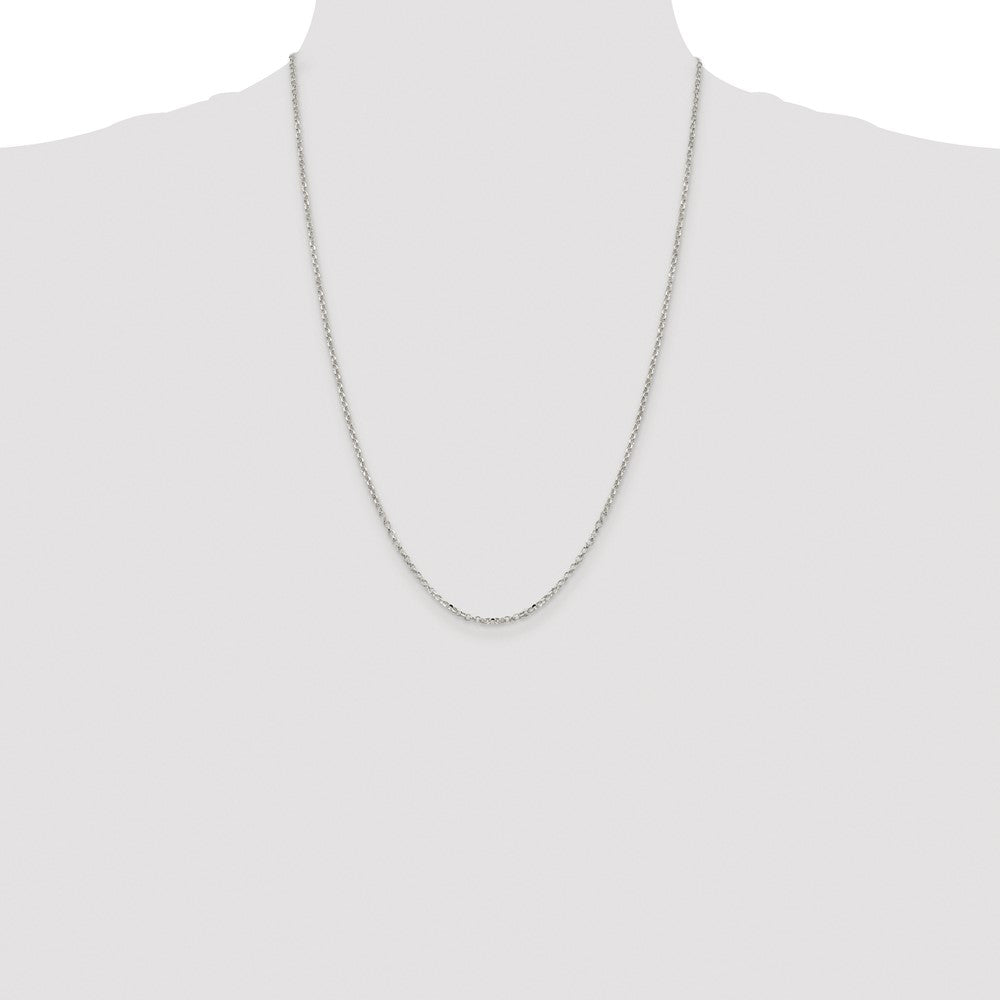 Sterling Silver Rhodium-plated 2.2mm Diamond-cut Cable Chain