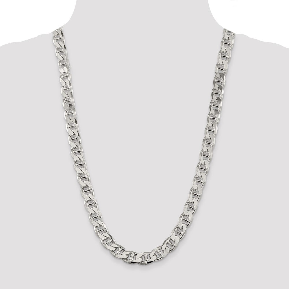 Sterling Silver 10.8mm D/C Flat Anchor Curb Chain 26 Inches