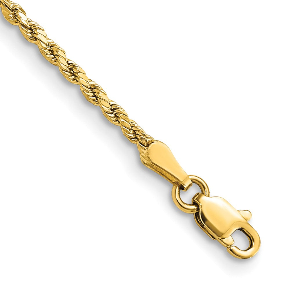 14K 8 inch 2mm Semi Solid Diamond-cut Rope with Lobster Clasp Chain 8 inches