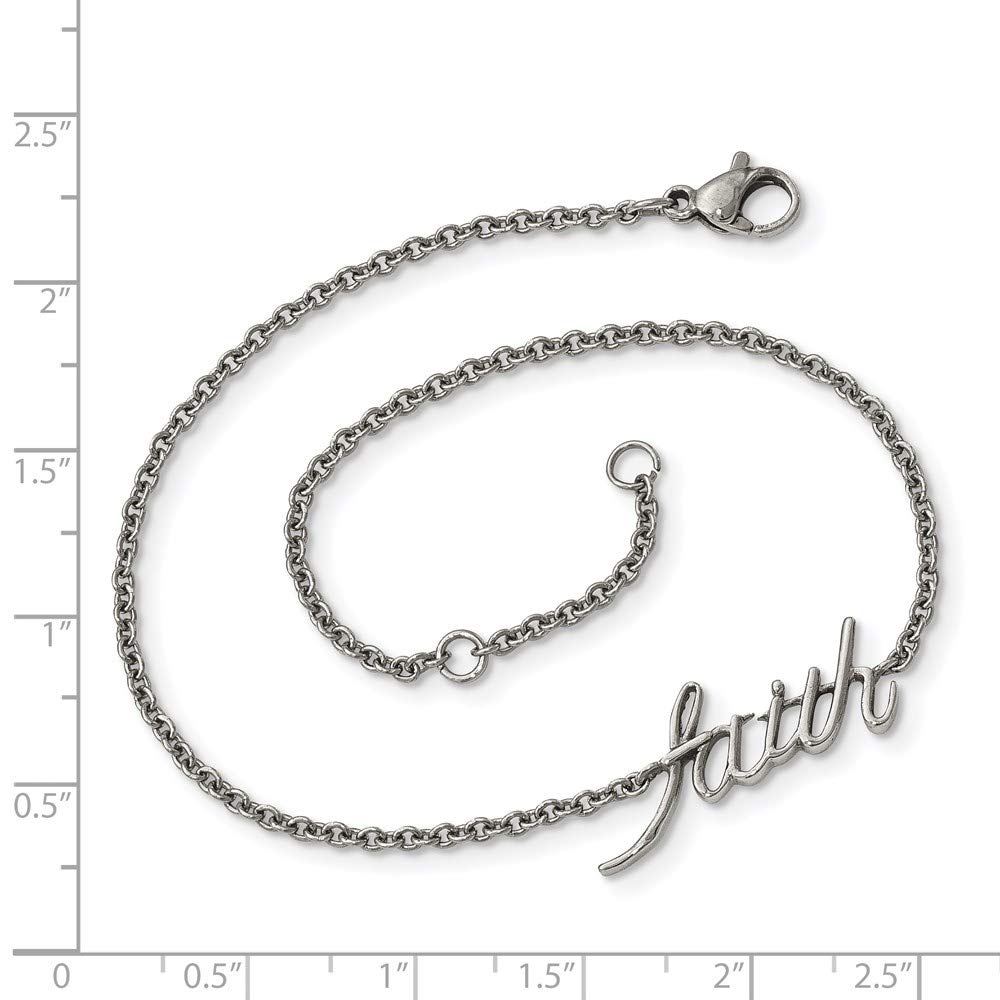 Stainless Steel Polished FAITH 9in Plus 1in ext Anklet