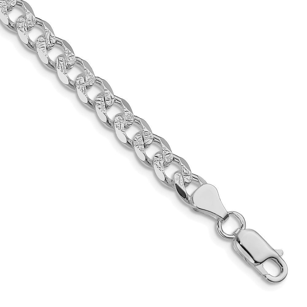 Sterling Silver Rhodium-plated 7mm Pav‚ Curb Chain