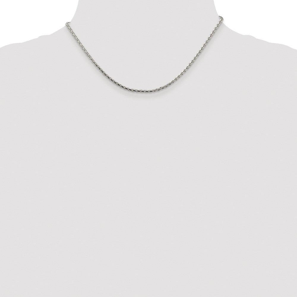 Sterling Silver Rhodium-plated 2.15mm Diamond-cut Round Spiga Chain