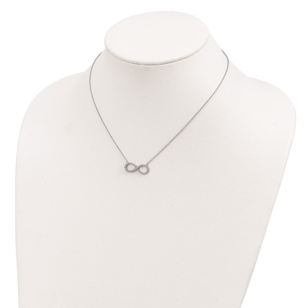 Sterling Silver Rhodium-plated with CZ Infinity w/ 2 IN EXT Necklace 16 Inches