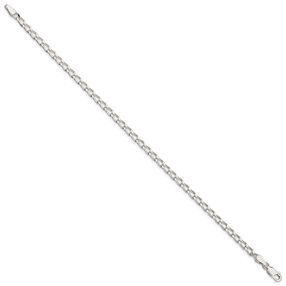 Sterling Silver 3.2mm Open Elongated Link Chain Anklet 9 inches