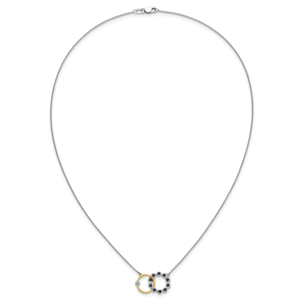14k Two-tone Sapphire and Diamond 18in. Circles Necklace