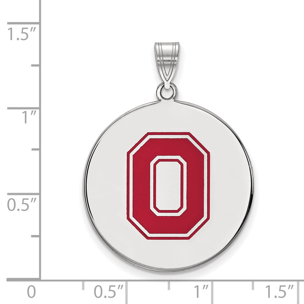 Sterling S. Rh-p LogoArt Ohio State University XL Enamel Necklace