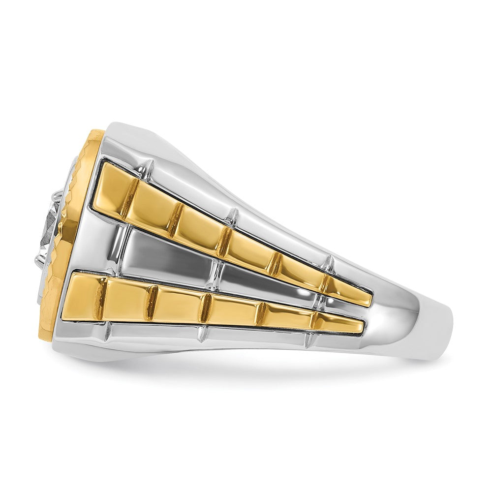14k Two-tone IBGoodman Men's Polished and Textured Ring Mounting