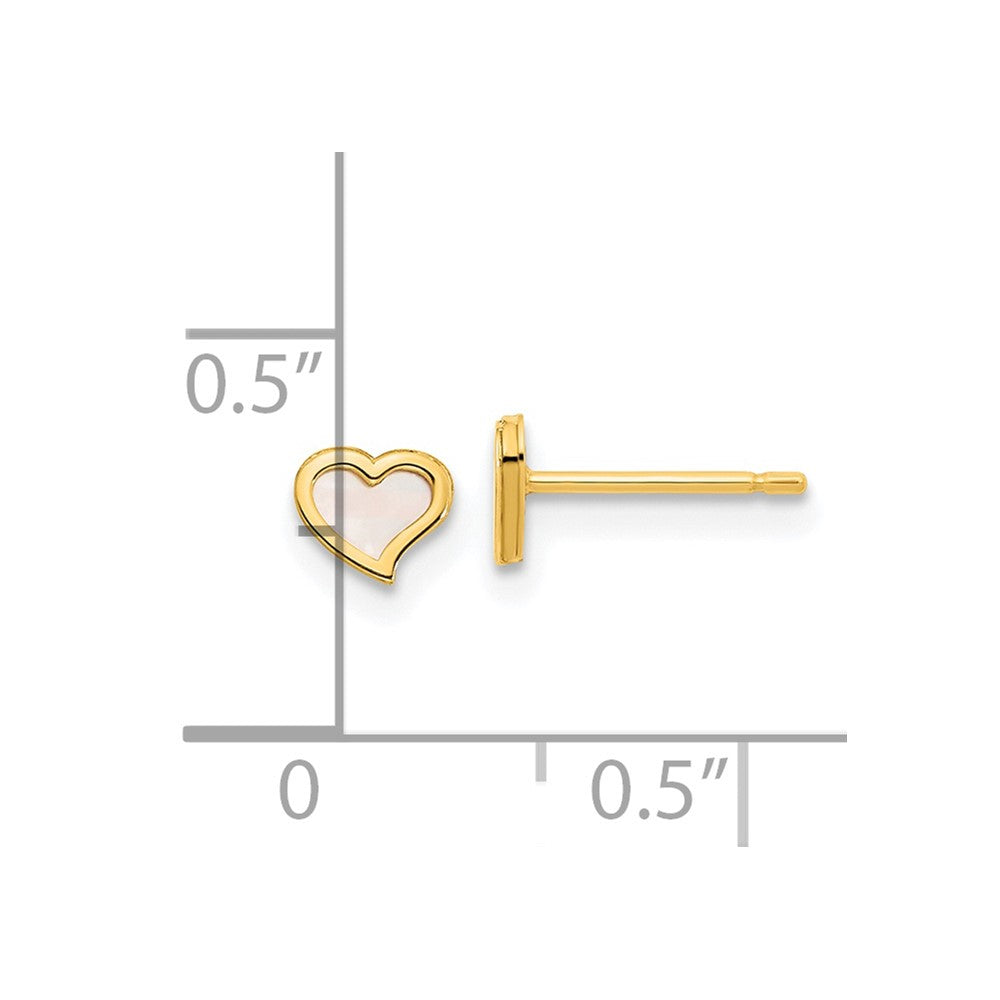 14K Madi K Polished Heart Mother of Pearl Post Earrings