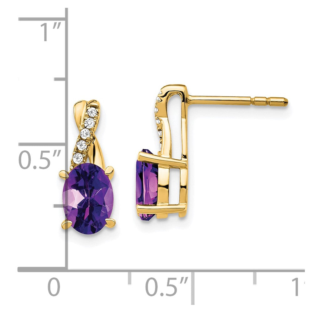 14K Amethyst and Diamond Earrings