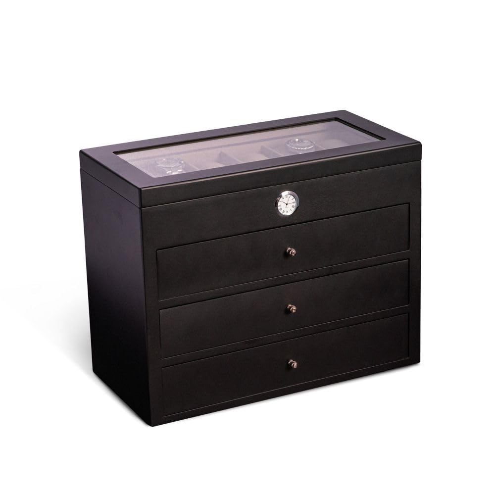 All in Time Watch Box, 48 Watch Slots, Black Wood