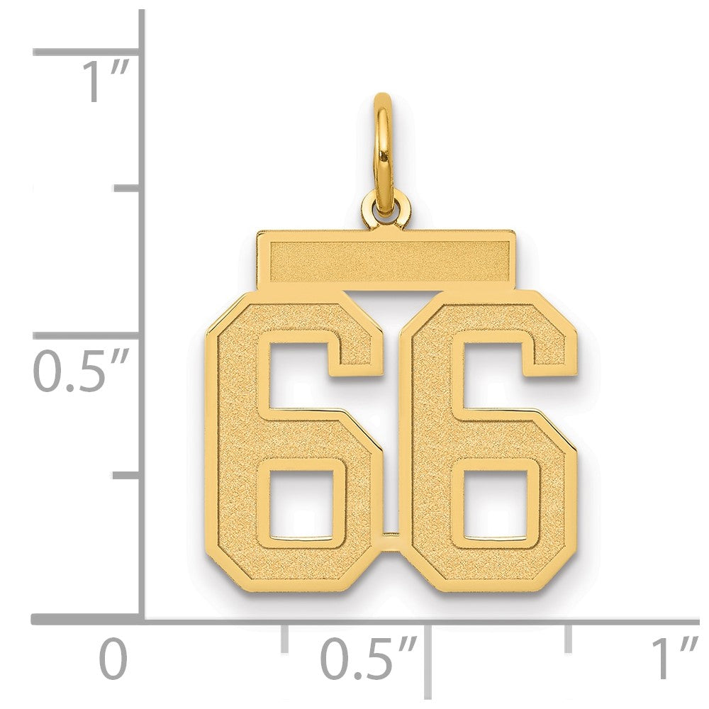 14k Medium Satin Number 66 Charm