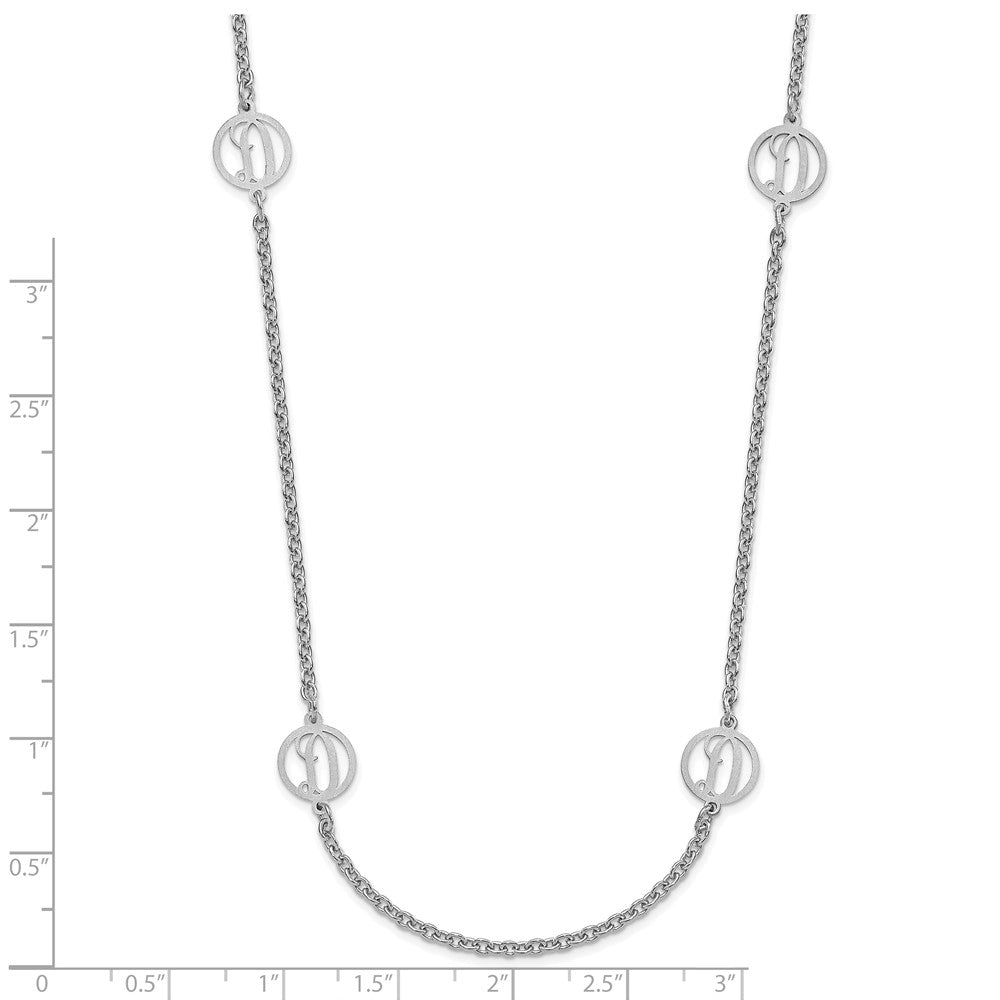 Sterling Silver/Rhodium-plated Brushed Initial Station Necklace