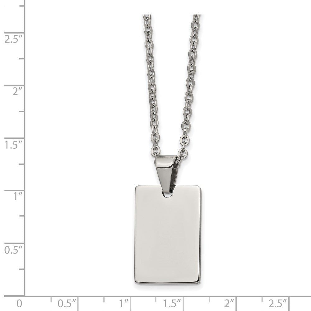 Stainless Steel Polished Dog Tag 18in Necklace