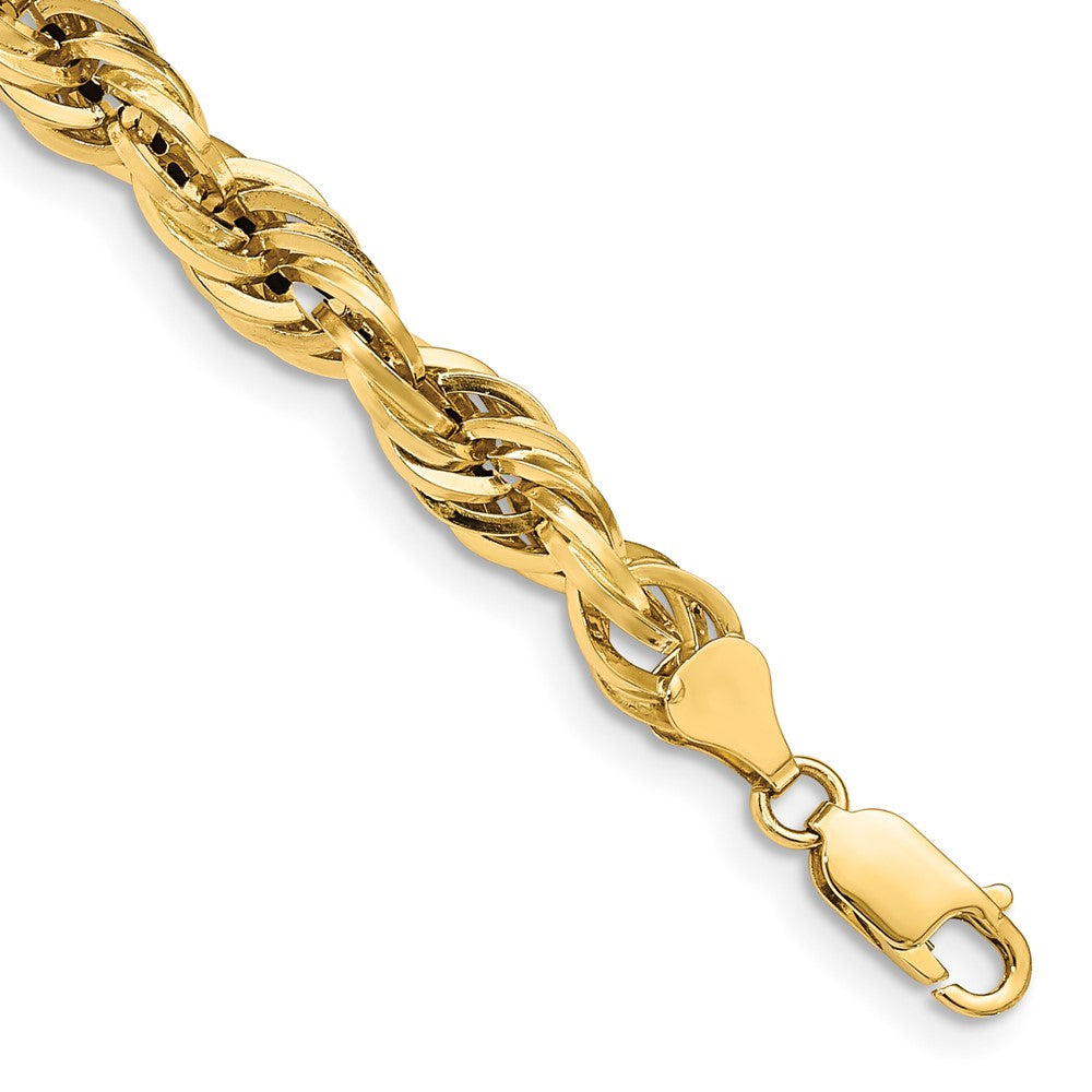 14K 8 inch 7mm Semi Solid Rope with Lobster Clasp Chain 8 inches