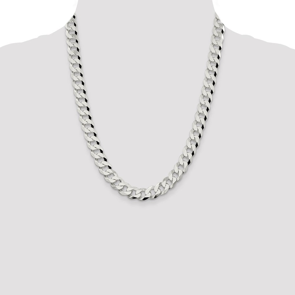 Sterling Silver 10.6mm Beveled Curb Chain 22 Inches