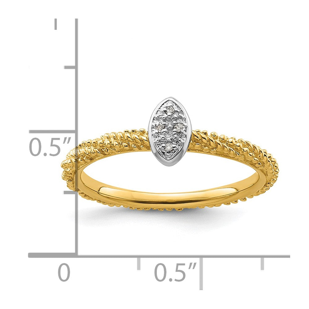 Sterling Silver Diamond Stackable Expressions Yellow Gold Plated Ring