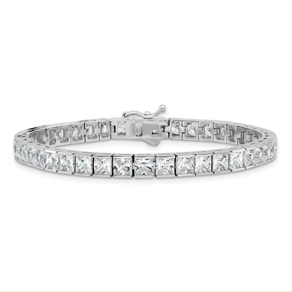 Sterling Shimmer Sterling Silver Rhodium-plated 7 inch 40 Stone CZ Bracelet 7 inches