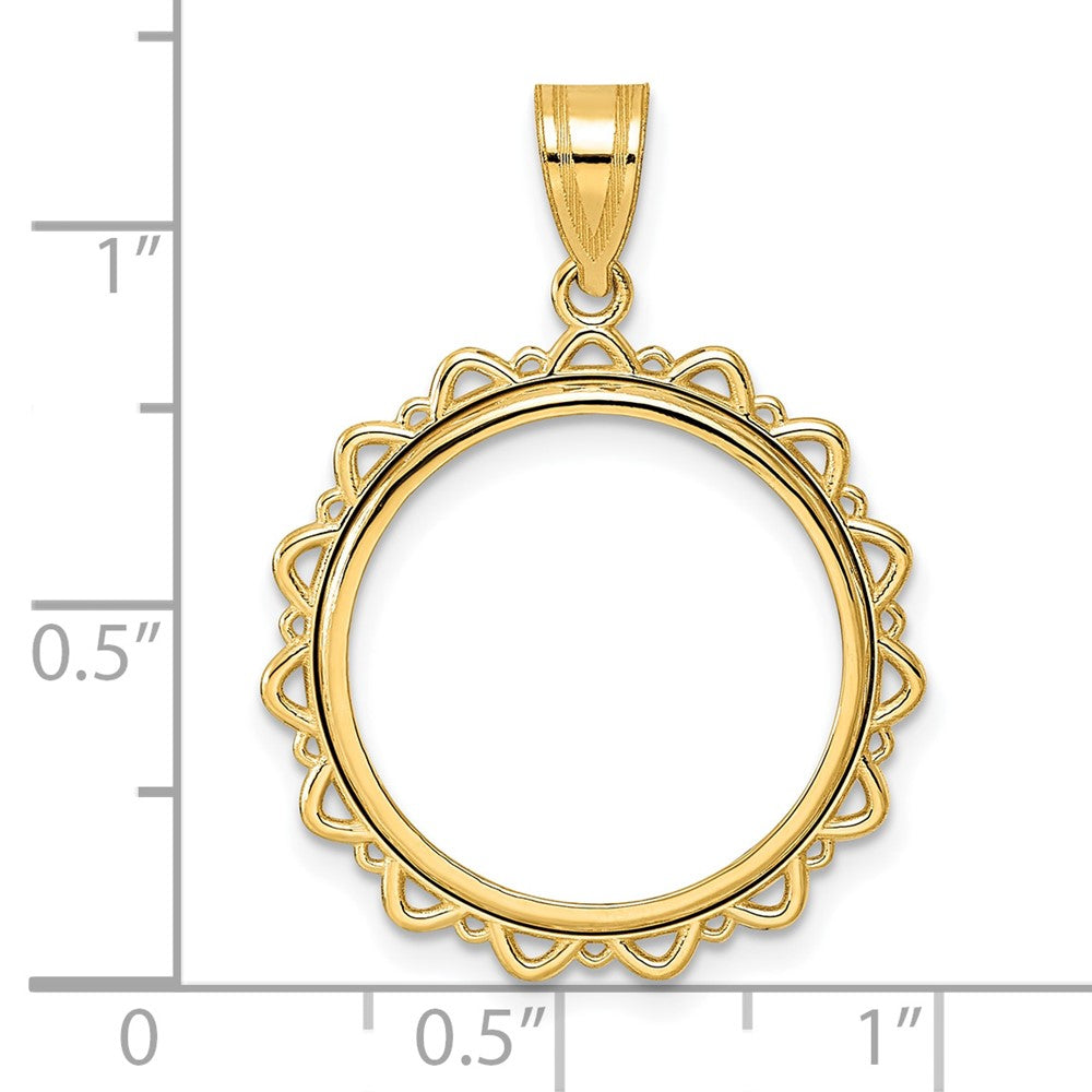 14k Polished Multi Arch with 18.0mm Prong Coin Bezel Pendant