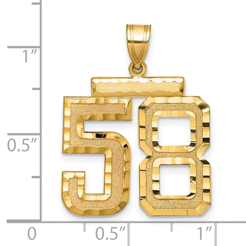 14k Large Brushed Diamond-cut Number 58 Charm