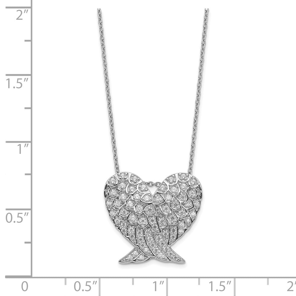 Sterling Silver CZ Heart Wing Pendant with 18 chain