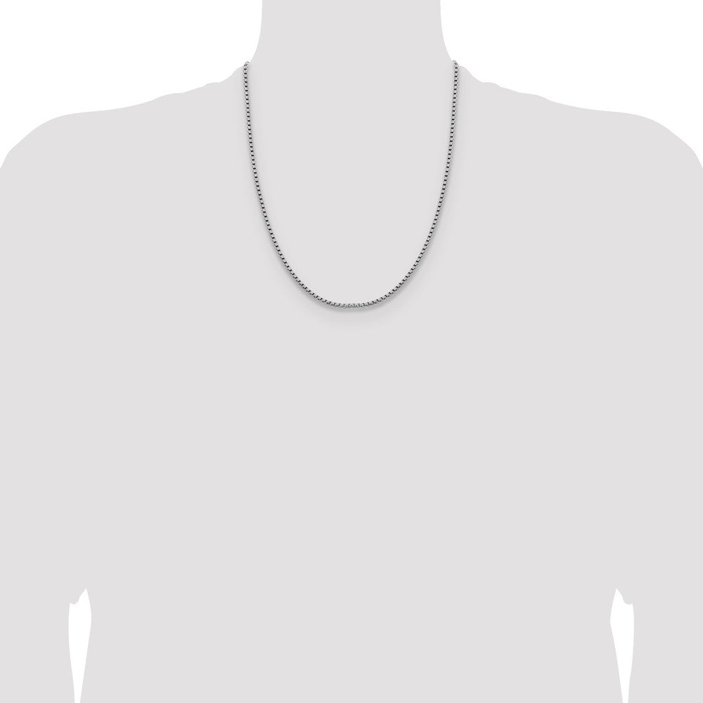 14K White Gold 2.4mm Semi-Solid D/C Round Box Chain