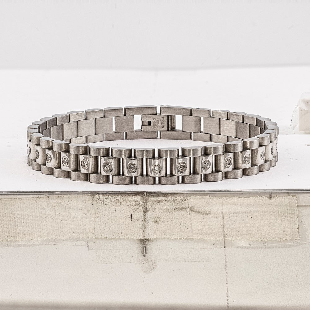 Stainless Steel .50ct Watch Band Link Bracelet