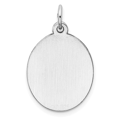 Sterling Silver Rhod-plate Eng. Oval Polish Front/Satin Back Disc Charm