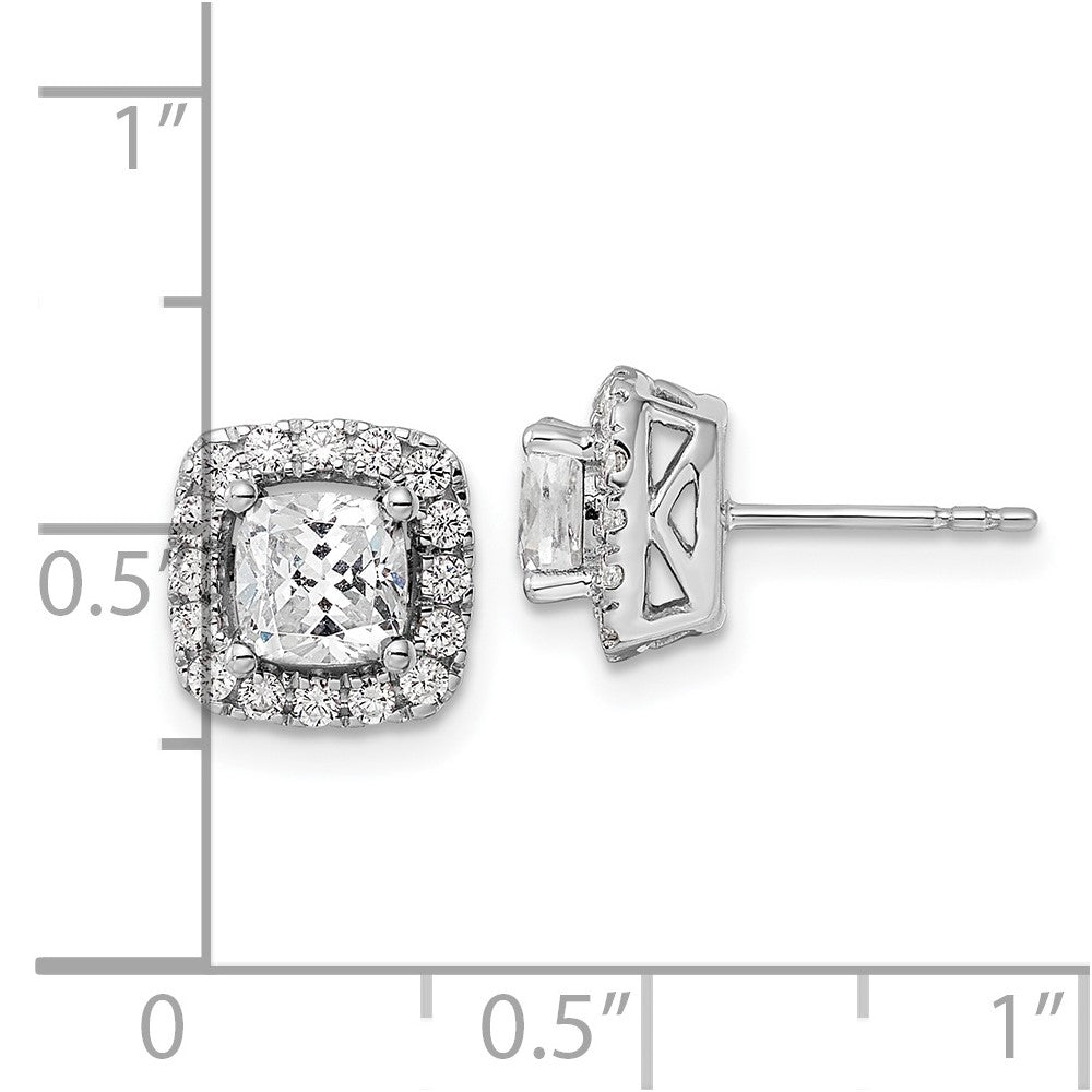 14k White Gold 3/8 carat Lab Grown Diamond VS/SI+ G+ April Birthstone White Sapphire Halo Post Earrings