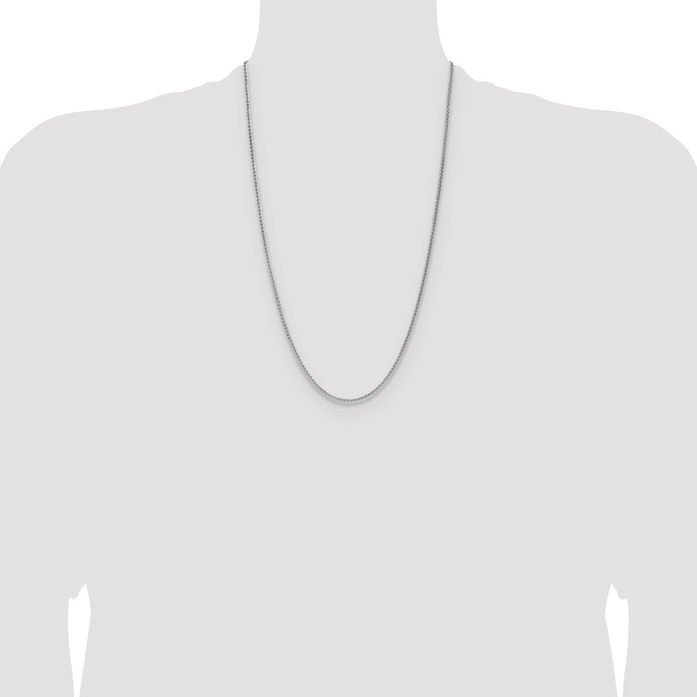 Sterling Silver Rhodium-plated 2.1mm Diamond-cut Square Spiga Chain