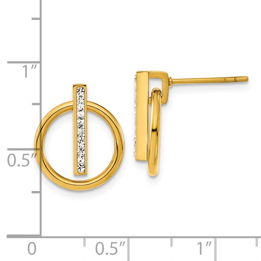 Stainless Steel Polished Yellow IP Preciosa Crystal Post Dangle Earrings
