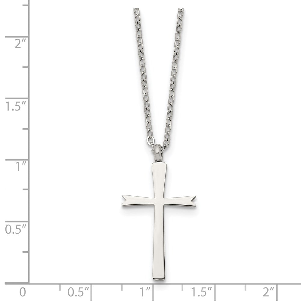 Stainless Steel Polished Cross 18in Necklace