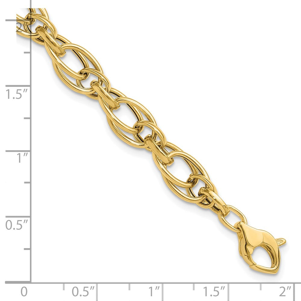 14K Polished Fancy Oval Link Bracelet 7.5 inches
