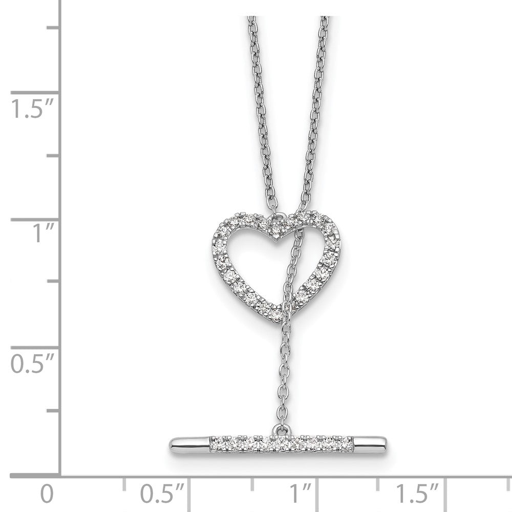 14k White Gold 1/3 carat Lab Grown Diamond VS/SI+ G+ 20 inch Heart Toggle Necklace
