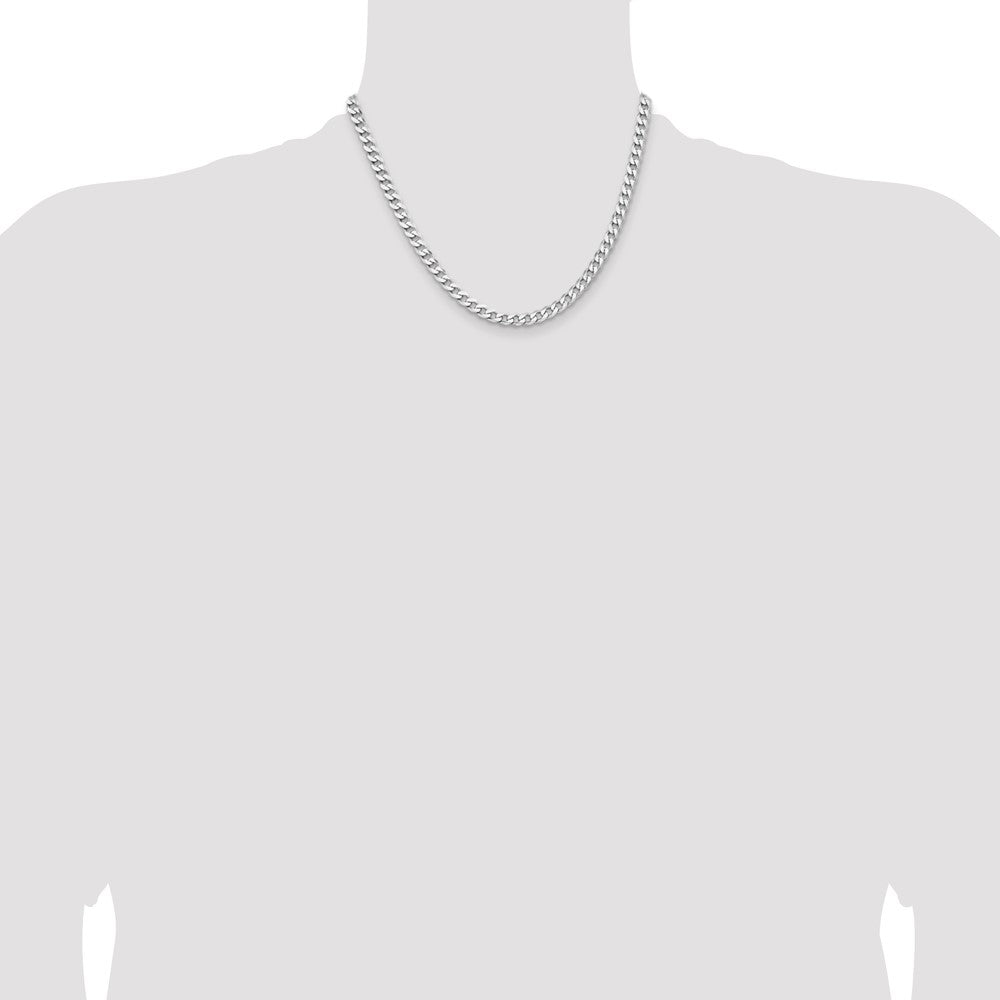 Sterling Silver Rhodium-plated 5.7mm Curb Chain 18 Inches