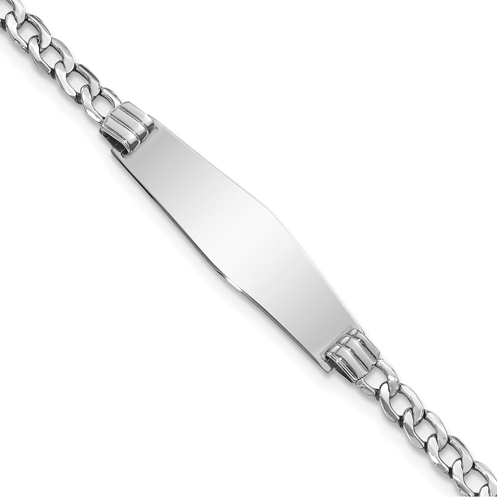 14k WG Semi-solid Soft Diamond Shape Cuban Link ID Bracelet 7 inches