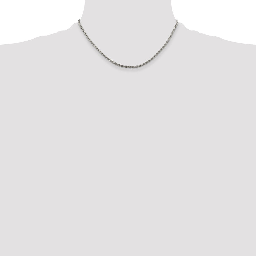 Sterling Silver Rhodium-plated 2.25mm Diamond-cut Rope Chain 16 Inches