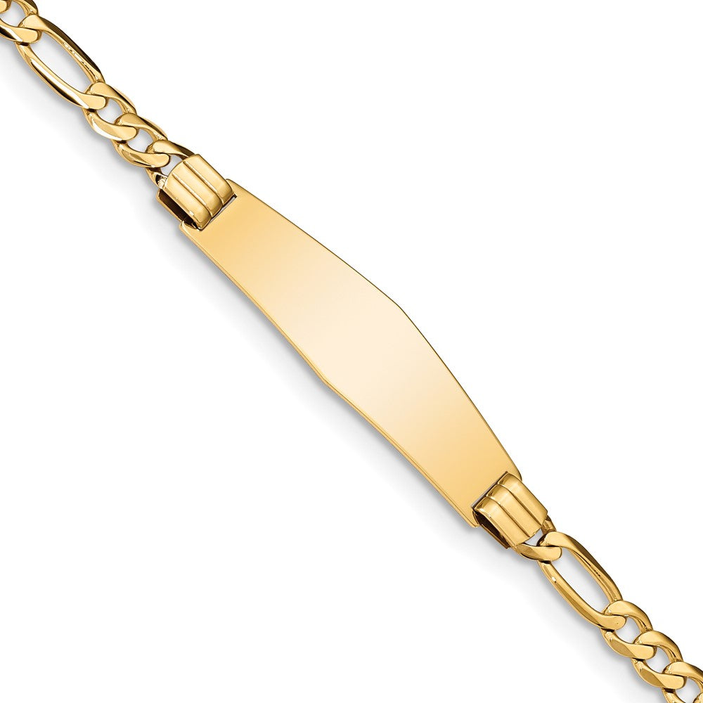 14k Figaro Soft Diamond Shape ID Bracelet 8 inches