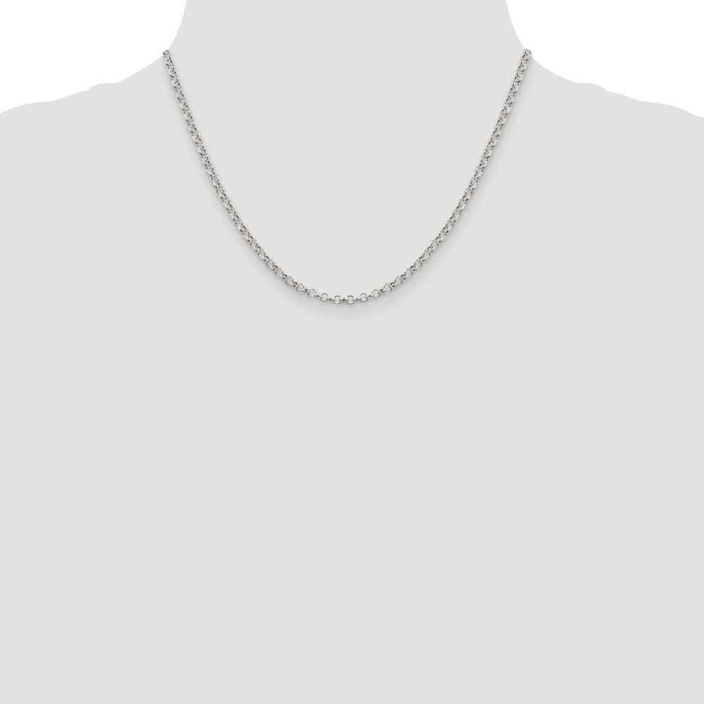 Sterling Silver 3mm Semi-solid Rolo Chain 18 Inches