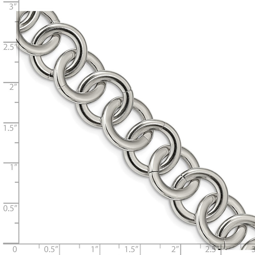 Stainless Steel Polished Circle Link w/1in ext. 7.5in Bracelet