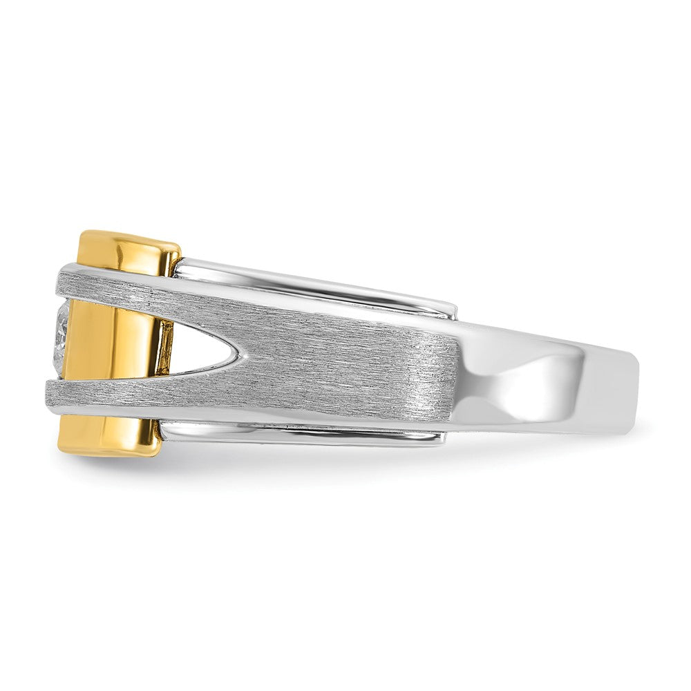 14k Two-tone IBGoodman Men's Polished and Satin 1/5 carat Diamond Complete Ring