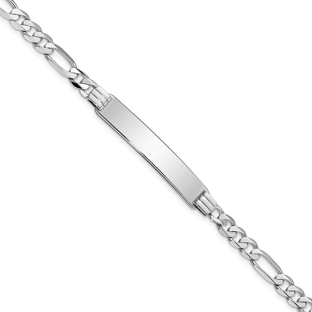 14k WG Figaro Link ID Bracelet 8 inches