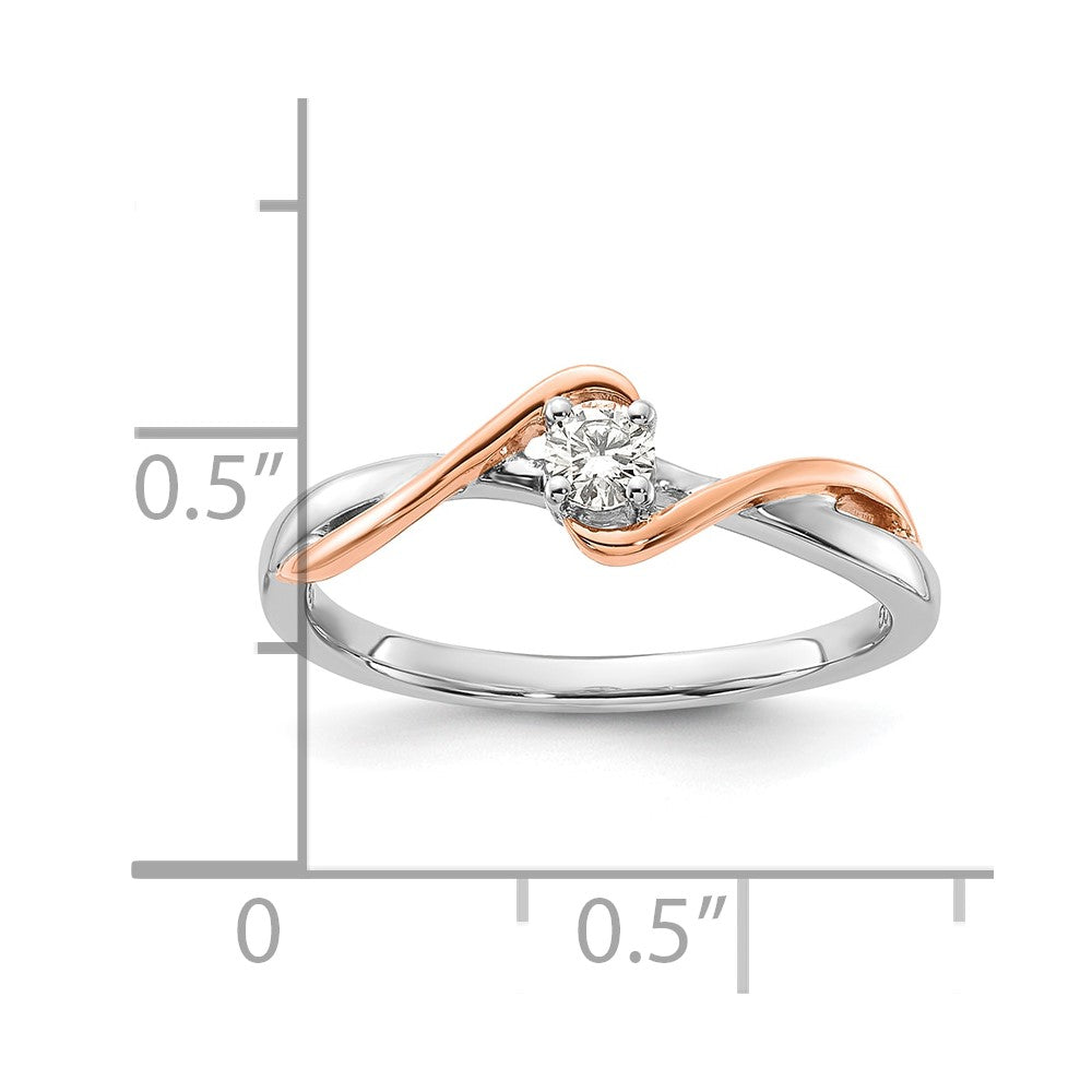 10k White Gold & Rose-tone Polished Twisted Diamond Ring