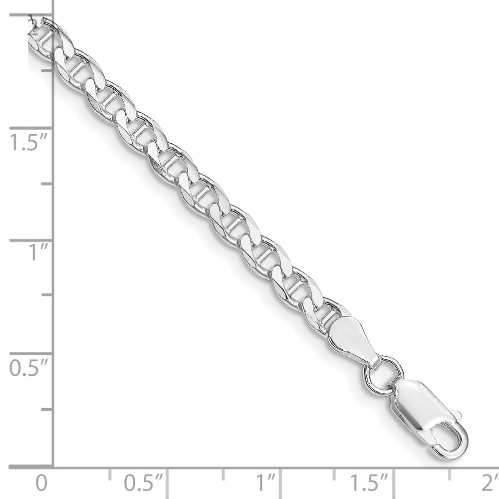 Sterling Silver Rhodium-plated 4.0mm D/C Flat Anchor Curb Chain 8 inches