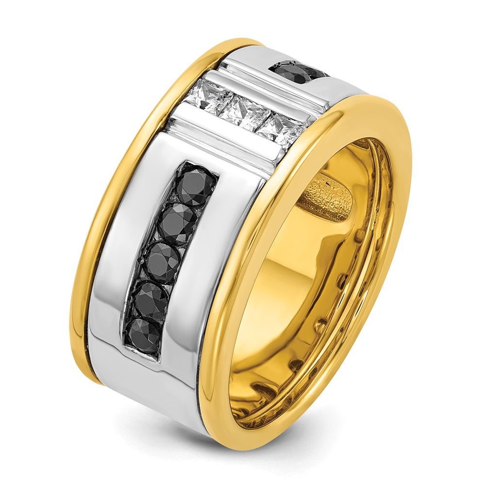 SS/GP IBGoodman Men's Black and White CZ Ring