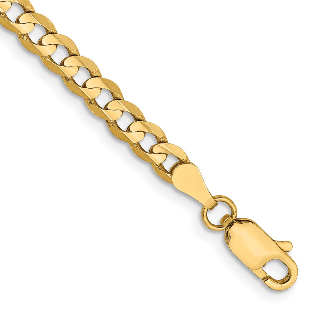 14K 8 inch 3.8mm Open Concave Curb with Lobster Clasp Bracelet 8 inches
