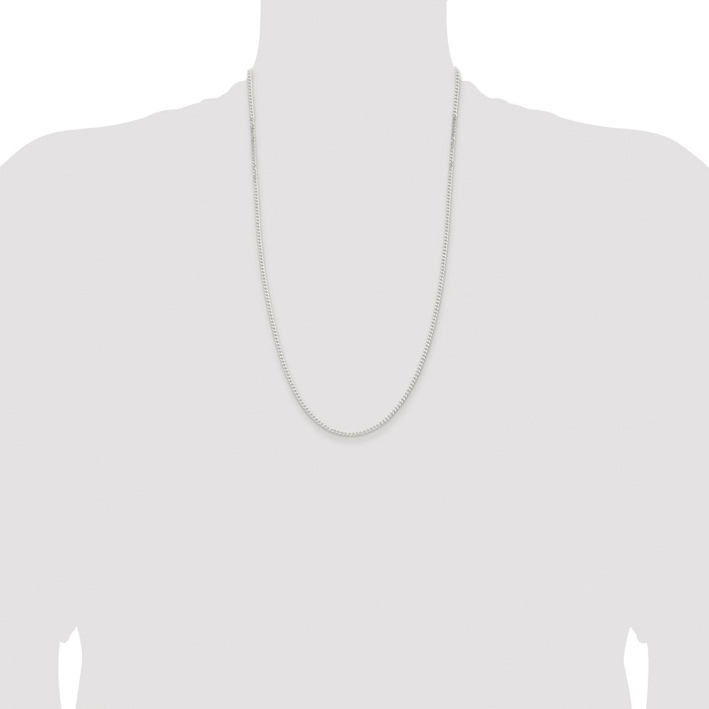 Sterling Silver Rhodium-plated 2.3mm Beveled Curb Chain
