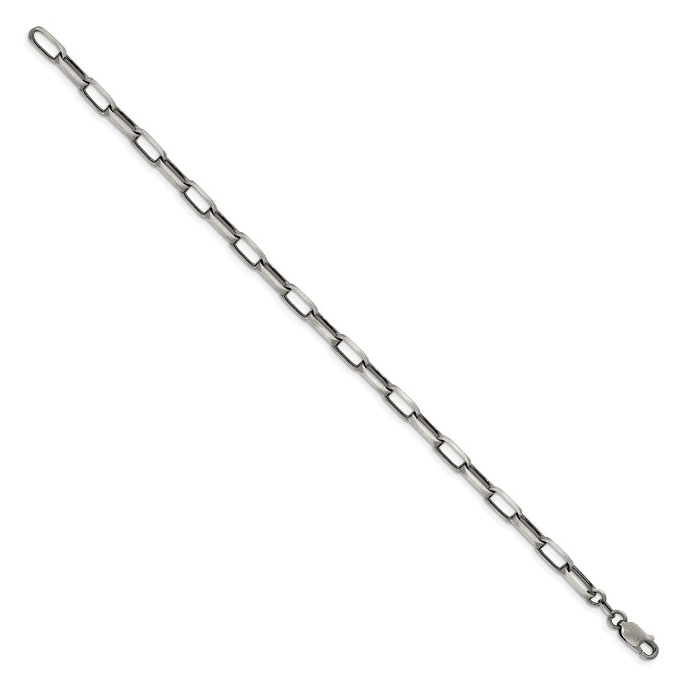 Sterling Silver Antiqued 4.8mm Elongated Open Link Chain 8.5 inches