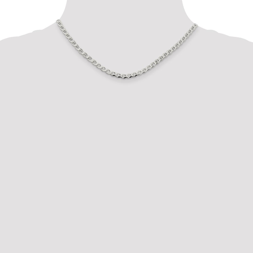 Sterling Silver 4.0mm D/C Flat Anchor Curb Chain 16 Inches
