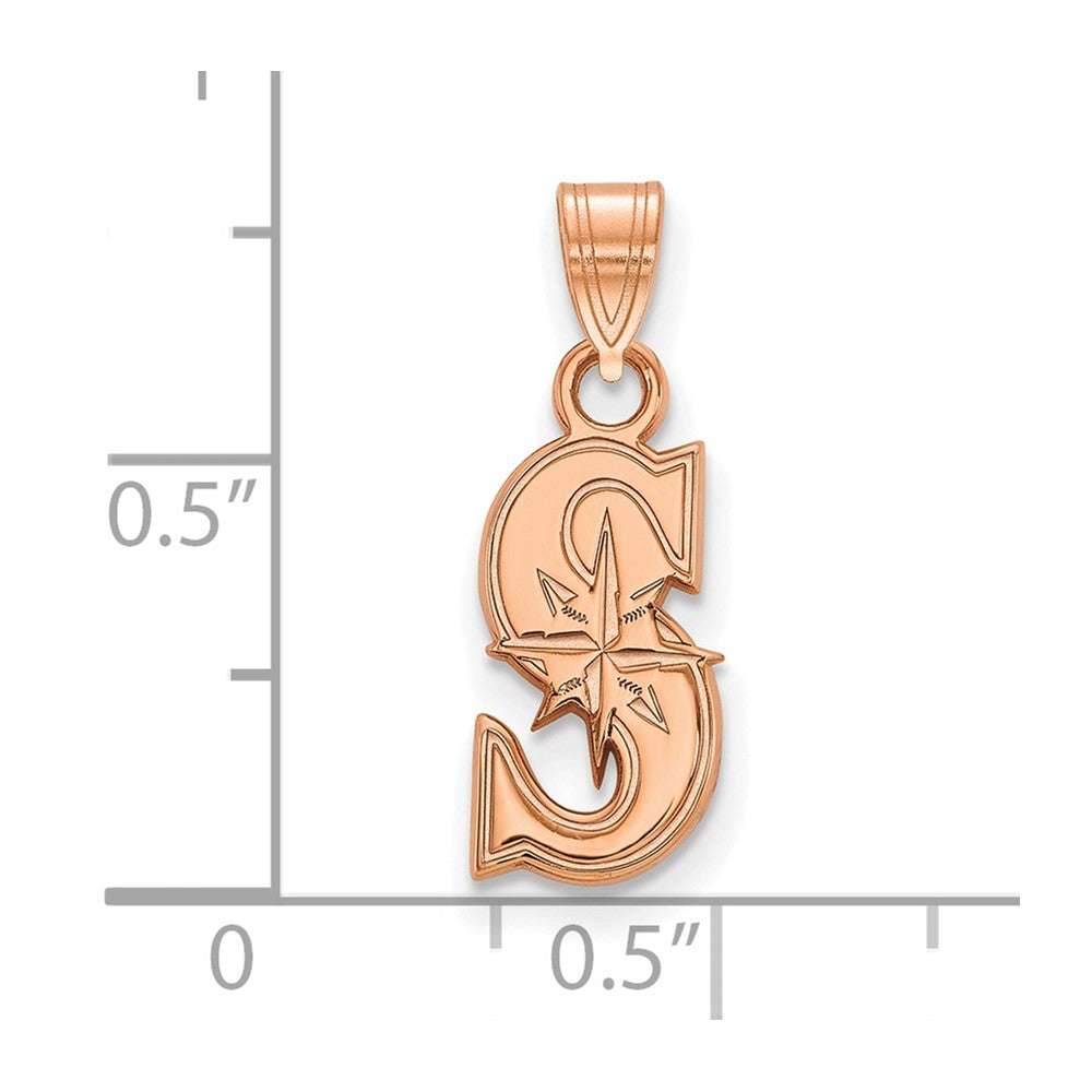 Sterling Silver Rose Gold-plated MLB LogoArt Seattle Mariners Small Pendant